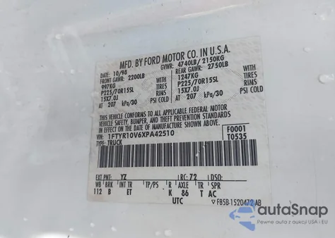 1999 Ford Ranger Xl/Xlt z USA, uszkodzony, nr VIN 1FTYR10V6XPA42510